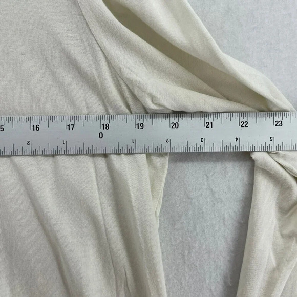 LOGO by Lori Goldstein T-shirt Womens L White Long Sleeved Ruffle Trim Pullover - Picture 3 of 12